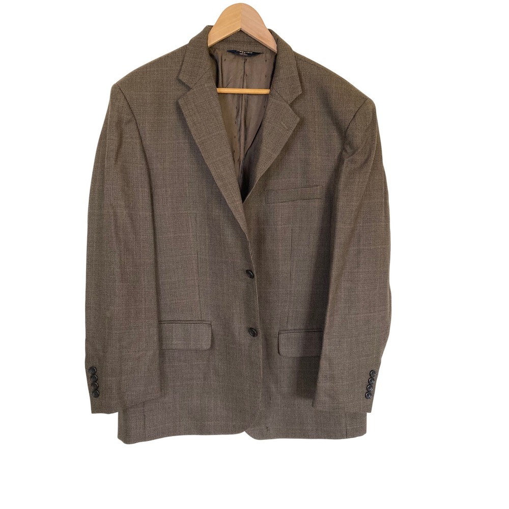 Joseph & Feiss‎ Gold Mens 44R Brown Glen Plaid 100% Wool 2-Button Sport Coat